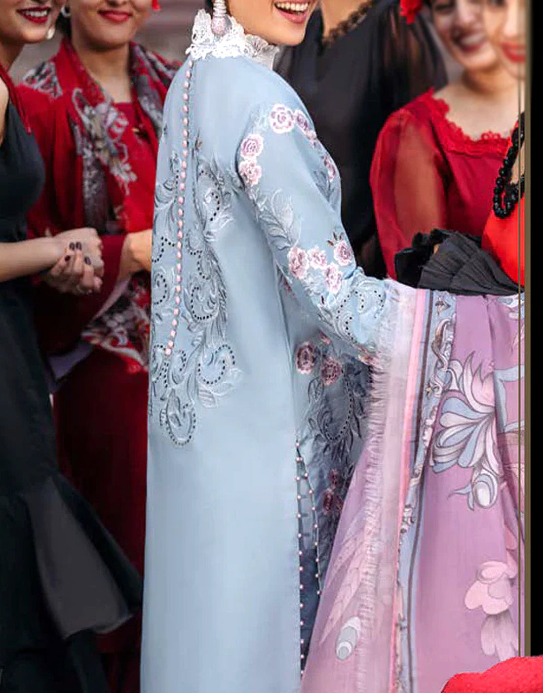 Luxury Schiffli Embroidered Lawn Suit with Digital Print Silk Dupatta