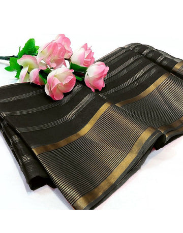 Lining Printed Organza Dupatta - Black