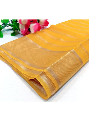 Lining Printed Organza Dupatta - Yellow