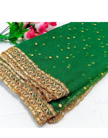 Gota Lace Net Dupatta - Green