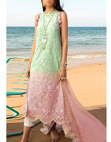 Luxury Embroidered EID Lawn Dress with Printed Chiffon Dupatta