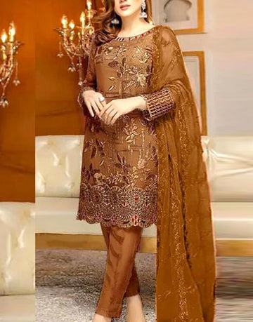 Luxury Embroidered EID Lawn Dress with Embroidered Bamber Chiffon Dupatta