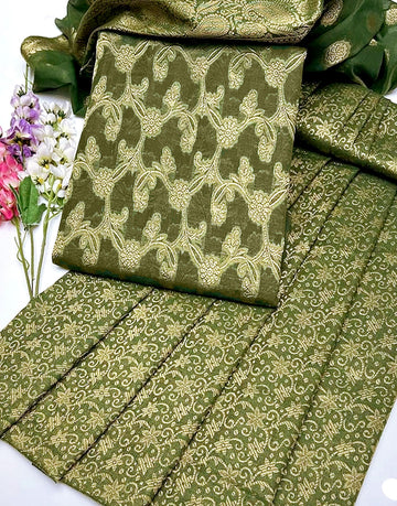 Banarsi Style Cotton Jacquard Dress with Cotton Jacquard Dupatta