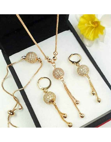Adorable Ball Shaped Zircon Jewelry Set with Bracelet & Earrings