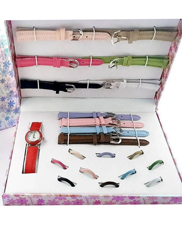 Ladies Interchangeable Watch Gift Set - 11 Color Dials & Straps