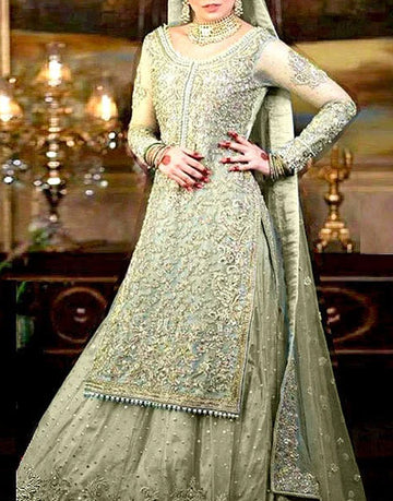 Handwork Heavy Embroidered Net Bridal Lehenga Dress