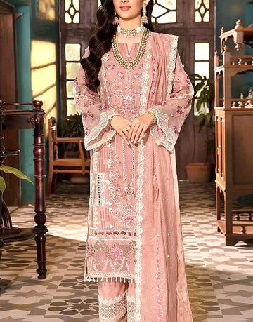 Luxury Heavy Embroidered Lawn Dress with Embroidered Net Dupatta