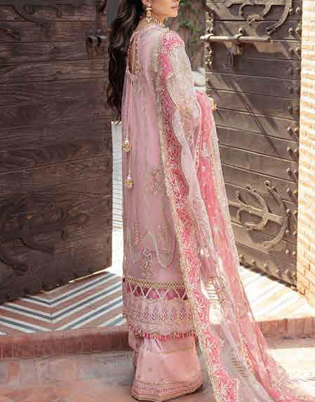 Handwork Heavy Embroidered Organza Wedding Dress