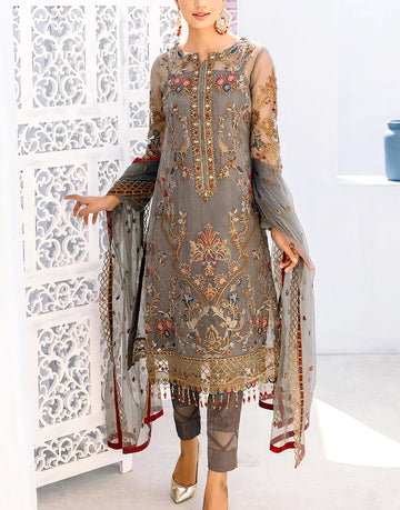 Handwork Embroidered Organza Party Wear Dress with Embroidered Net Dupatta