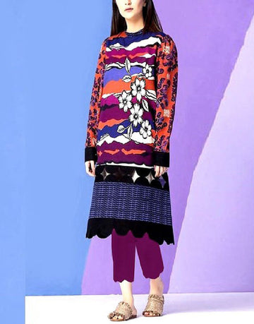 Embroidered Linen Dress with Linen Dupatta