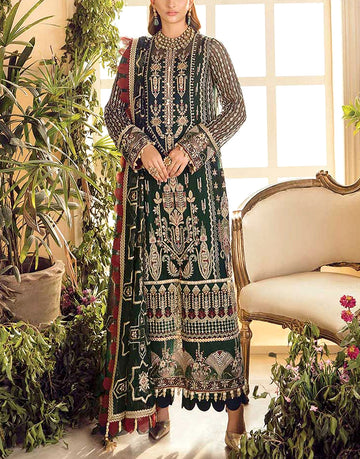 Luxury Heavy Embroidered Green Chiffon Wedding Dress