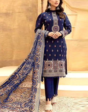 Heavy Embroidered Dhanak Dress with Wool Shawl