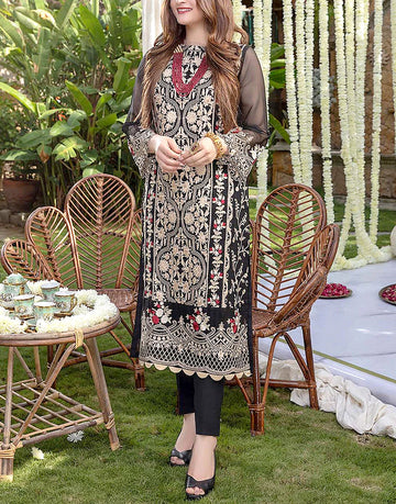 2-Piece Heavy Embroidered Black Chiffon Dress for Party & Wedding Wear