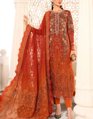 Luxury Handwork Heavy Embroidered Chiffon Wedding Wear Dress