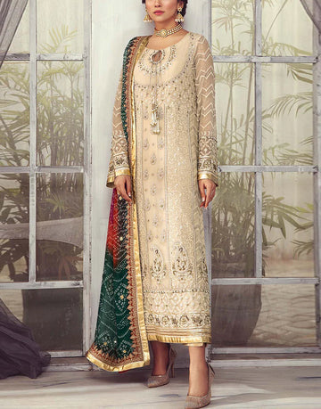 Handwork Heavy Embroidered Chiffon Wedding Dress