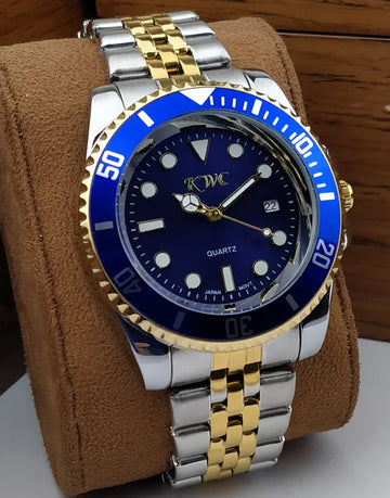 Original KWC Two-Tone Stainless Steel Chain Men's Watch - Blue Dial
