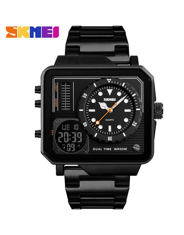 Original SKMEI Sports 1392 Dual Display Dial Stainless Steel Digital Watch WR30M