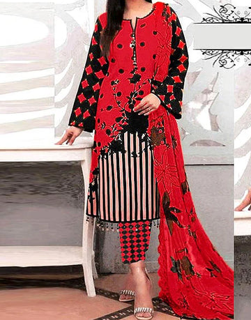 Embroidered Lawn Dress with Chiffon Dupatta