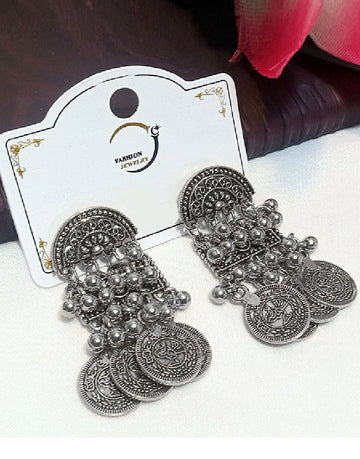 Elegant Silver Coins Shape Fashion Earrings