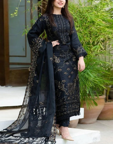 Elegant Heavy Embroidered Cotton Lawn EID Dress with Emb. Chiffon Dupatta