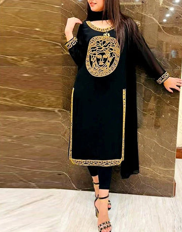 Designer 2-Piece Sequins Embroidered Black Lawn Dress
