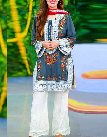 Elegant 2-Piece Embroidered Lawn Dress
