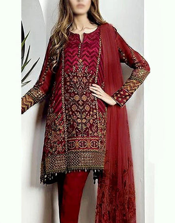 Embroidered Lawn Dress with Chiffon Dupatta