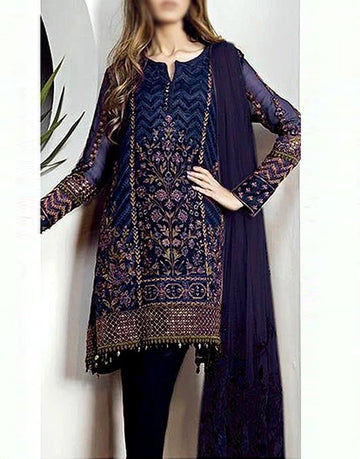 Embroidered Lawn Dress with Chiffon Dupatta