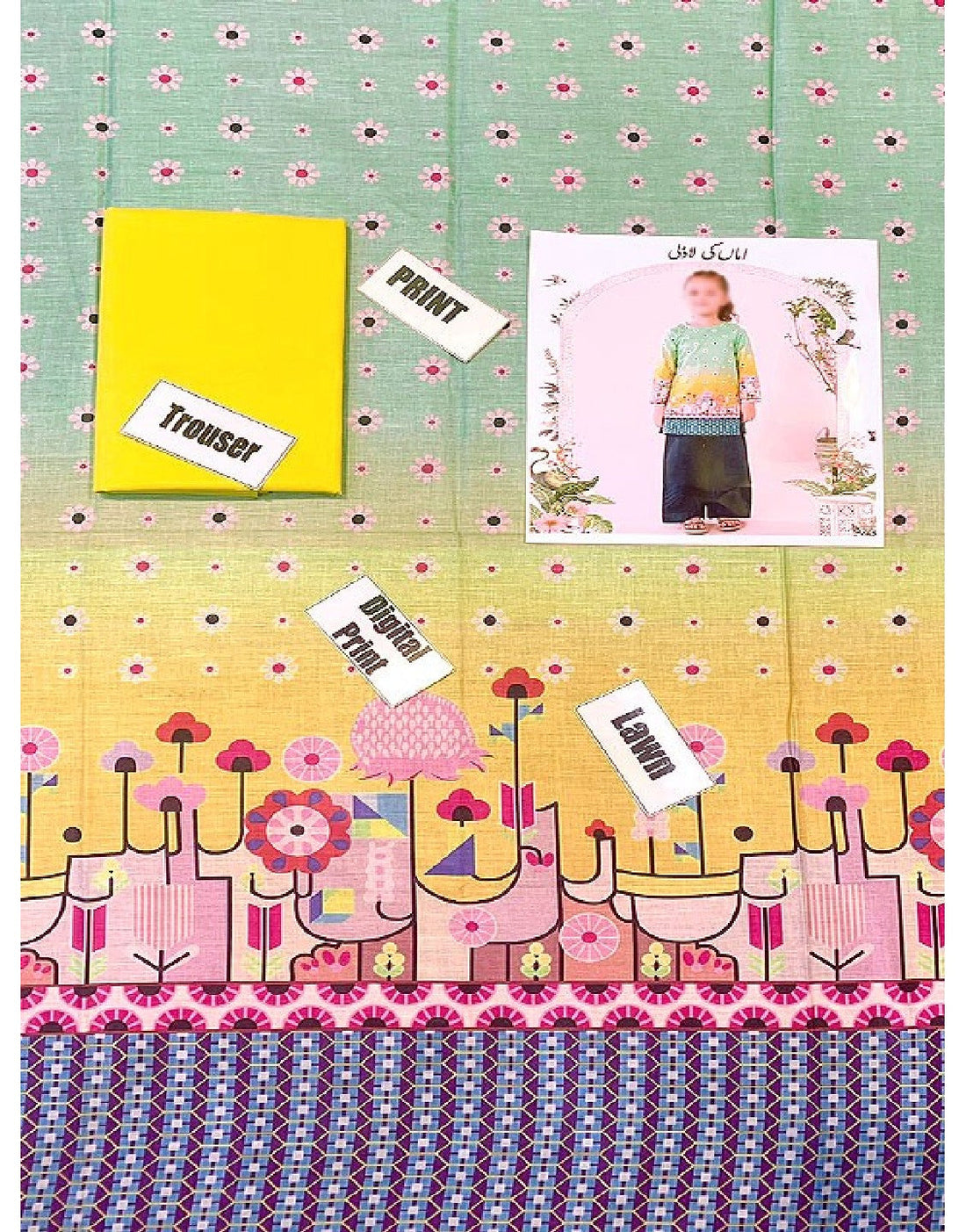 Digital Print 2-Piece Lawn Dress for Girls