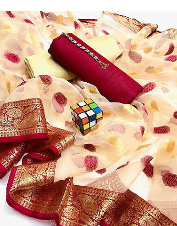 Banarsi Style Raw Silk Dress with Organza Jacquard Dupatta