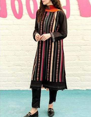 Adorable 2-Piece Embroidered Black Lawn Dress