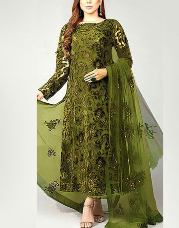Luxury Embroidered Lawn Dress with Bamber Chiffon Dupatta