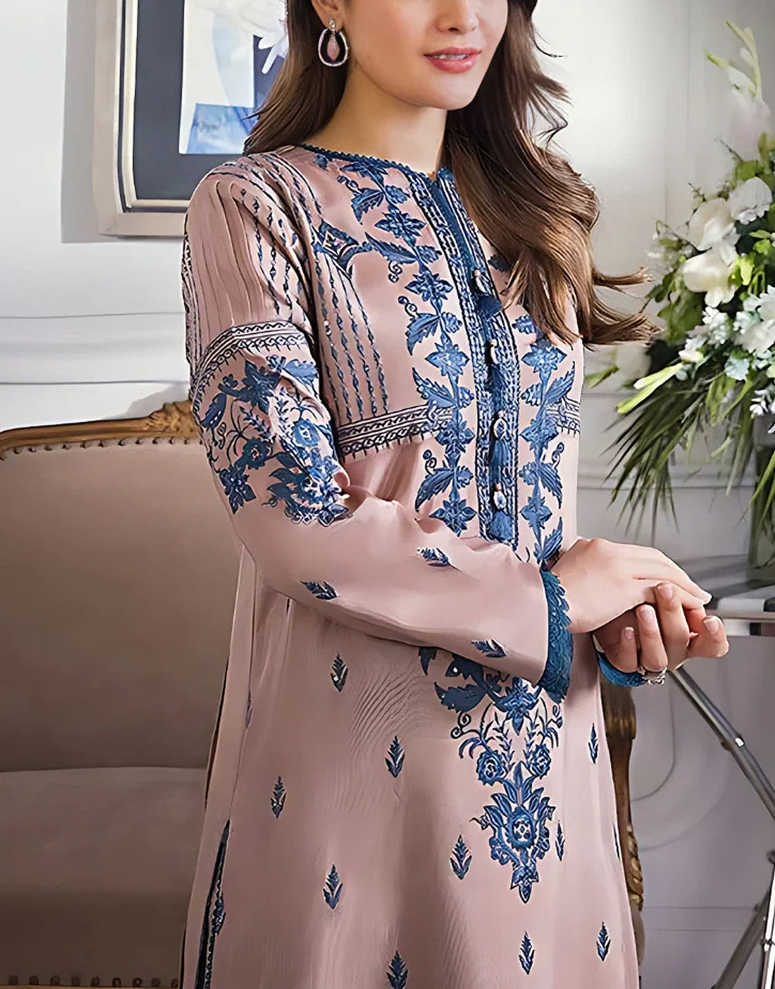 Luxury Embroidered Lawn Dress with Bamber Chiffon Dupatta