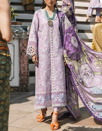 Luxury Heavy Embroidered EID Lawn Dress with Digital Print Silk Dupatta