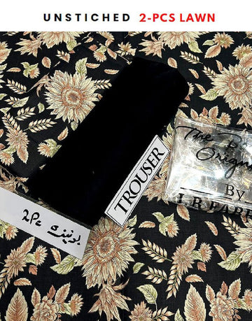 2-Piece Sunflower Print Black Lawn Dress