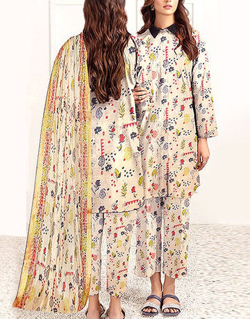 Digital All-Over Print Lawn Dress with Diamond Dupatta