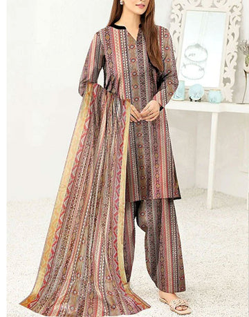 Digital All-Over Print Lawn Dress with Diamond Dupatta