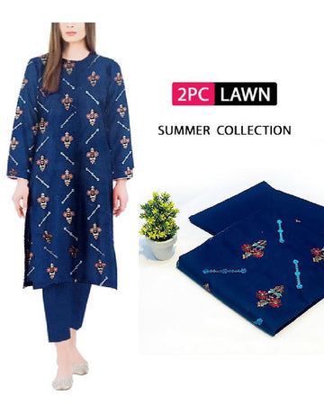 Elegant 2-Piece Embroidered Lawn Dress