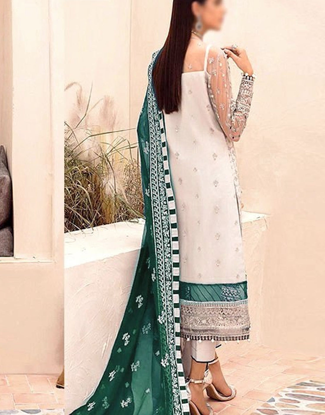 Handwork Heavy Embroidered Organza Party Wear Dress