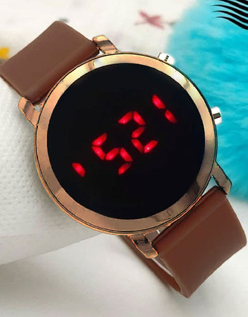 LED Rubber Strap Watch for Kids - Brown