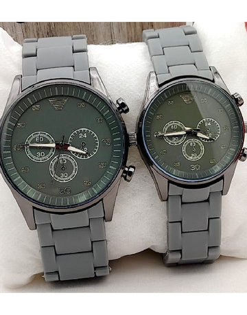 Pack of 2 Stylish Rubber Chain Watch for Couple