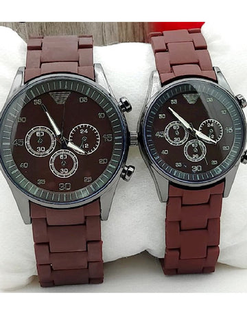 Pack of 2 Stylish Rubber Chain Watch for Couple
