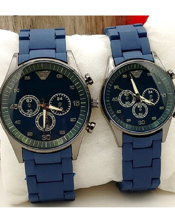 Pack of 2 Stylish Rubber Chain Watch for Couple