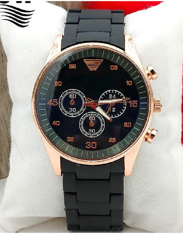 Stylish Rubber Chain Watch for Men - Black