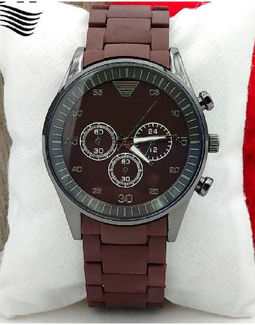Stylish Rubber Chain Watch for Men - Brown