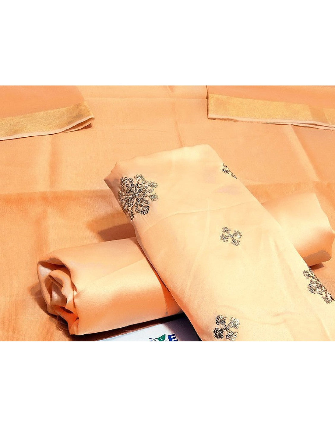 Banarsi Style Embroidered Shamoz Silk Dress with Silk Jhalar Dupatta