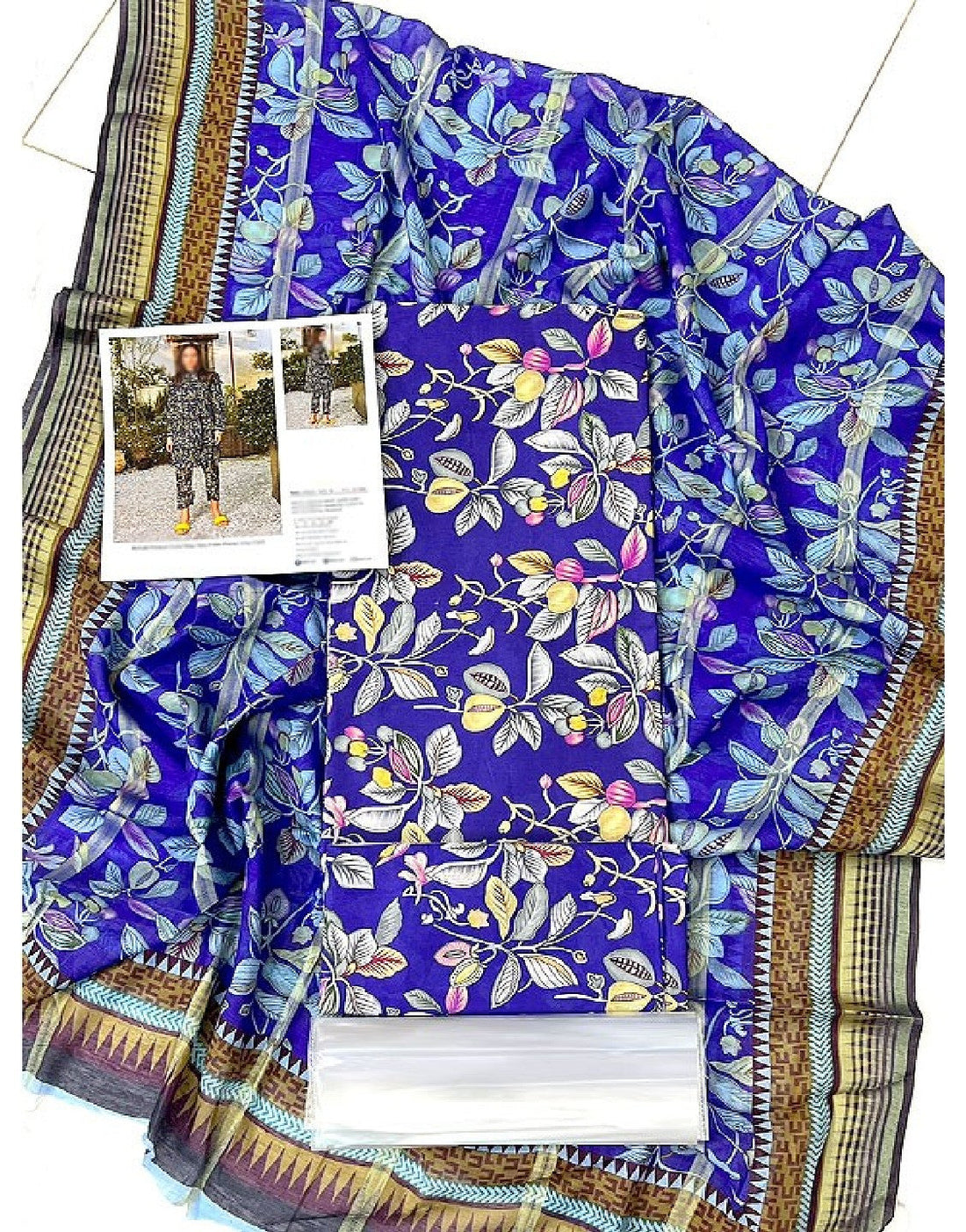 Digital All-Over Print Lawn Dress with Diamond Dupatta