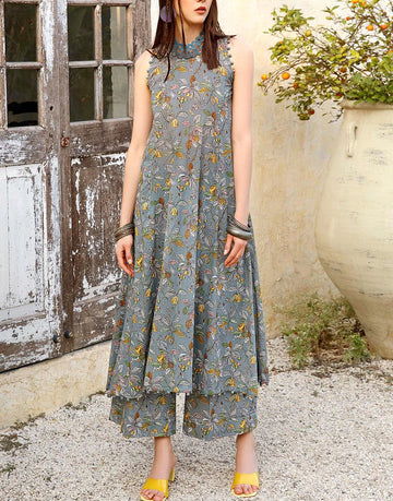 Digital All-Over Print Lawn Dress with Diamond Dupatta