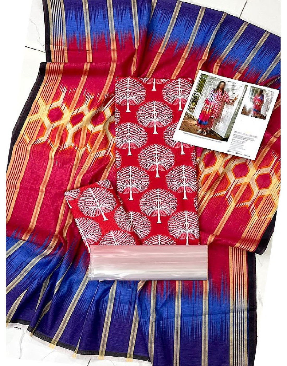 Digital All-Over Print Lawn Dress with Diamond Dupatta