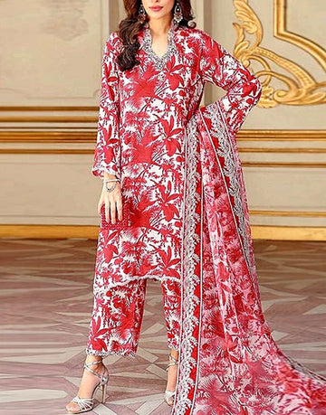 Digital All-Over Print Lawn Dress with Diamond Dupatta